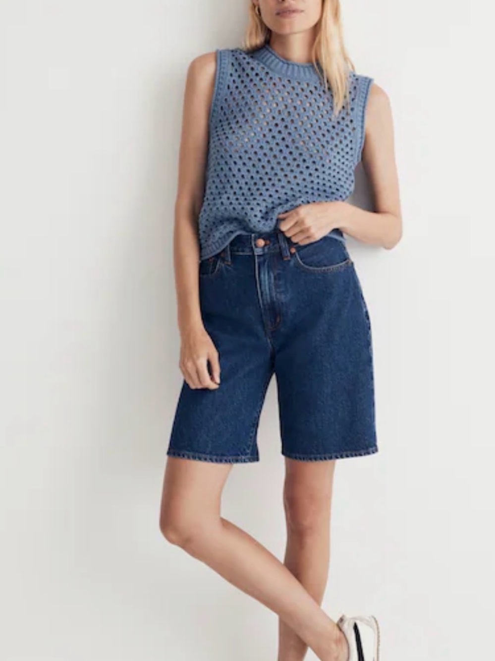 NWT Madewell Sky Blue Sleeveless Knit Pointelle Top